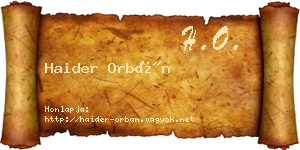 Haider Orbán névjegykártya